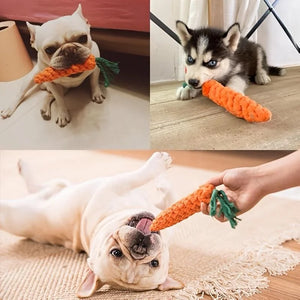 Durable Cotton Rope Dog Chew Toy | Carrot-Shaped Interactive Toy for Dogs & Cats | Safe & Non-Toxic