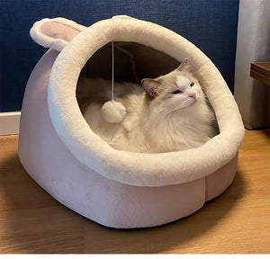 Cozy Foldable Cat Bed - Deep Sleep Cave for Cats & Small Dogs | Breathable, Removable & Washable Design