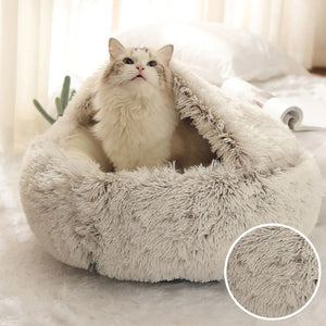 Ultra-Soft Plush Round Cat Bed | Warm & Cozy Nest for Small Pets | Anti-Slip & Machine Washable