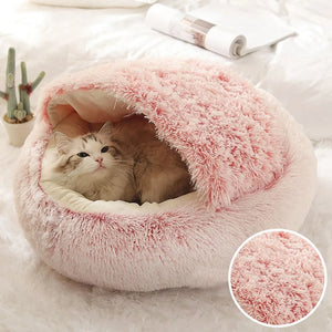 Ultra-Soft Plush Round Cat Bed | Warm & Cozy Nest for Small Pets | Anti-Slip & Machine Washable