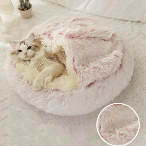 Ultra-Soft Plush Round Cat Bed | Warm & Cozy Nest for Small Pets | Anti-Slip & Machine Washable