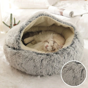 Ultra-Soft Plush Round Cat Bed | Warm & Cozy Nest for Small Pets | Anti-Slip & Machine Washable