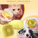 Pet Bath Brush - Soft Silicone Grooming Scrubber for Dogs & Cats | Shampoo Dispenser & Massage Comb