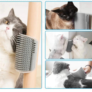 Self-Grooming Cat Corner Brush | Wall-Mounted Massager & Tickling Comb with Catnip | Pet Grooming Supply