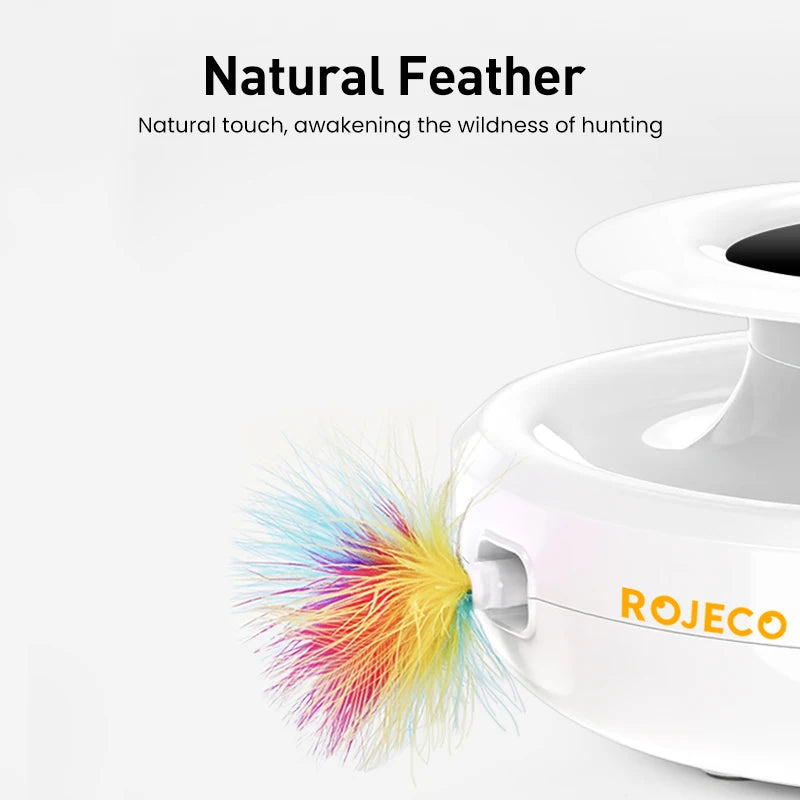 ROJECO 2-in-1 Interactive Cat Toy – Automatic Feather & Fun Ball with 5 Play Modes