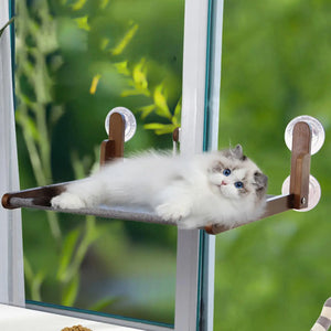 Cat Hammock for Window Foldable Storage Wooden Frame Cat Window Perch for Overlooking Napping Kittens Sunbath Pet Supplies