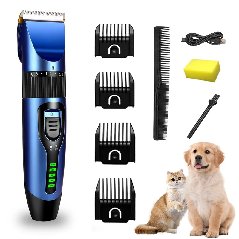 Professional Pet Hair Clipper – Rechargeable & Low-Noise Dog Hair Trimmer with LED Display | Cordless Grooming Clippers for Cats & Dogs