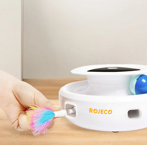 ROJECO 2-in-1 Interactive Cat Toy – Automatic Feather & Fun Ball with 5 Play Modes