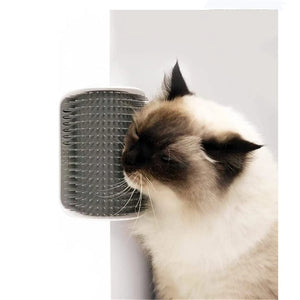 Self-Grooming Cat Corner Brush | Wall-Mounted Massager & Tickling Comb with Catnip | Pet Grooming Supply