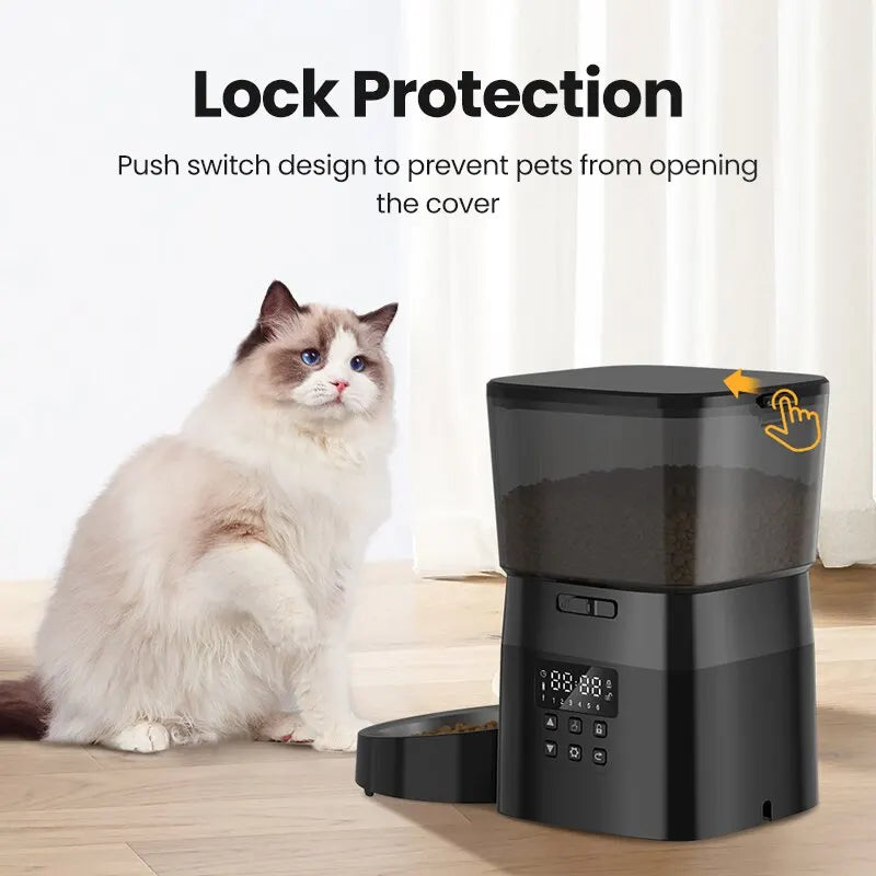 Automatic Smart Pet Feeder | Programmable Dry Food Dispenser for Cats & Dogs | LCD Display & Portion Control