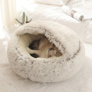 Ultra-Soft Plush Round Cat Bed | Warm & Cozy Nest for Small Pets | Anti-Slip & Machine Washable