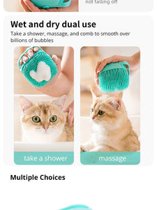 Silicone Pet Bathing Brush – Soft Massager with Built-in Shampoo Dispenser