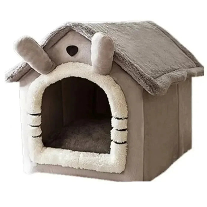 Foldable Indoor Pet House for Cats & Small Dogs | Soft, Warm & Washable | All-Season Pet Bed