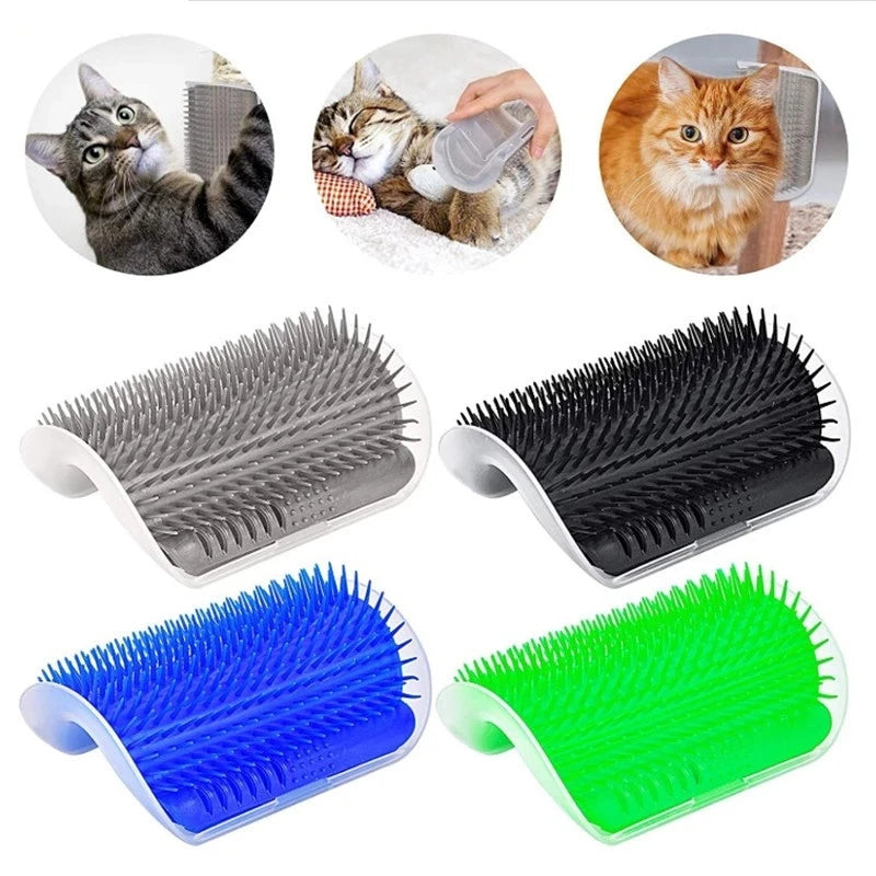 Self-Grooming Cat Corner Brush | Wall-Mounted Massager & Tickling Comb with Catnip | Pet Grooming Supply