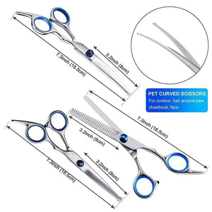 Professional Pet Grooming Scissors – Stainless Steel, Safety Round Head, Dog & Cat Hair Cutting Shears