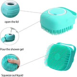 Silicone Pet Bathing Brush – Soft Massager with Built-in Shampoo Dispenser