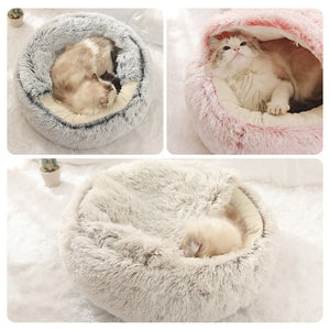 Ultra-Soft Plush Round Cat Bed | Warm & Cozy Nest for Small Pets | Anti-Slip & Machine Washable