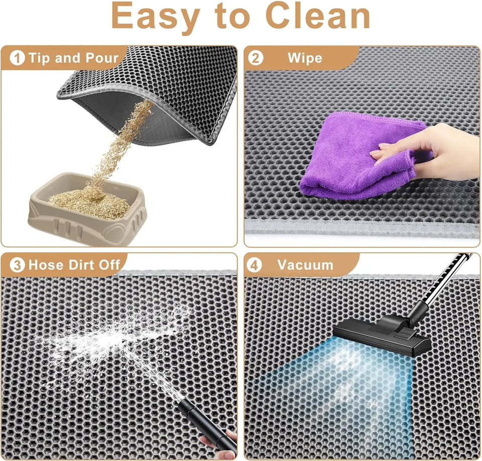 Cat Litter Mat | Waterproof Double Layer Anti-Slip Mat for Litter Box | Easy Clean & Durable Pet Mat