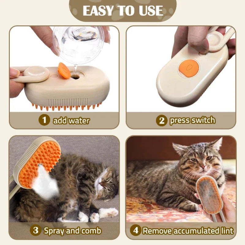 Electric Spray Pet Massage Comb | Anti-Static & Grooming Brush for Cats & Dogs | One-Touch Water Spray