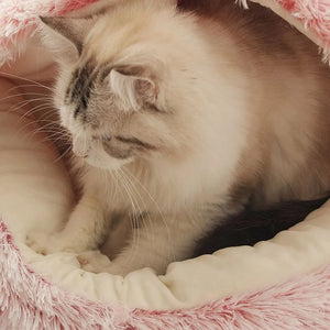 Ultra-Soft Plush Round Cat Bed | Warm & Cozy Nest for Small Pets | Anti-Slip & Machine Washable