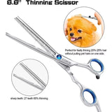 Professional Pet Grooming Scissors – Stainless Steel, Safety Round Head, Dog & Cat Hair Cutting Shears