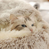 Ultra-Soft Plush Round Cat Bed | Warm & Cozy Nest for Small Pets | Anti-Slip & Machine Washable