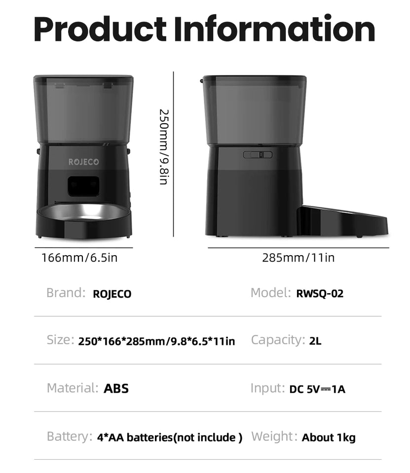 Automatic Smart Pet Feeder | Programmable Dry Food Dispenser for Cats & Dogs | LCD Display & Portion Control