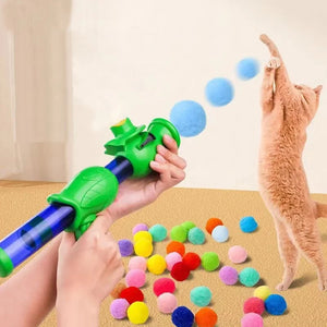 Interactive Cat Ball Launcher Toy | Fun Shooting Game for Kittens & Puppies | EVA Soft Balls