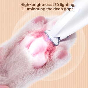 Rechargeable Pet Paw Trimmer with LED Light – Fully Waterproof & Low-Noise Clippers for Dog & Cat Grooming