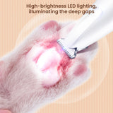 Rechargeable Pet Paw Trimmer with LED Light – Fully Waterproof & Low-Noise Clippers for Dog & Cat Grooming