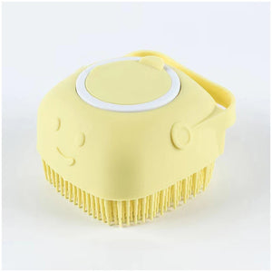 Pet Bath Brush - Soft Silicone Grooming Scrubber for Dogs & Cats | Shampoo Dispenser & Massage Comb