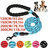 Heavy-Duty Nylon Dog Leash – 120/150/200/300CM Reflective & Padded Handle for Small, Medium, Large Dogs