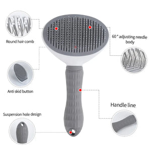 Self-Cleaning Pet Hair Brush | Stainless Steel Grooming Comb for Cats & Dogs | Long Hair Shedding Tool