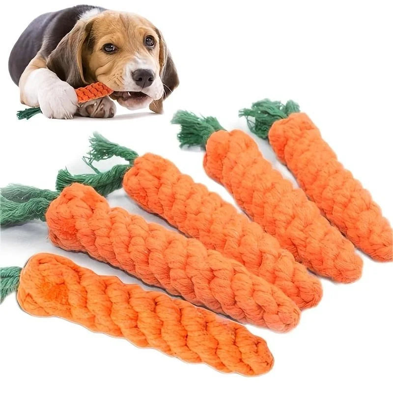 Durable Cotton Rope Dog Chew Toy | Carrot-Shaped Interactive Toy for Dogs & Cats | Safe & Non-Toxic