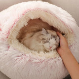 Ultra-Soft Plush Round Cat Bed | Warm & Cozy Nest for Small Pets | Anti-Slip & Machine Washable