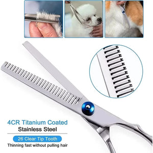 Professional Pet Grooming Scissors – Stainless Steel, Safety Round Head, Dog & Cat Hair Cutting Shears