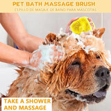 Pet Bath Brush - Soft Silicone Grooming Scrubber for Dogs & Cats | Shampoo Dispenser & Massage Comb