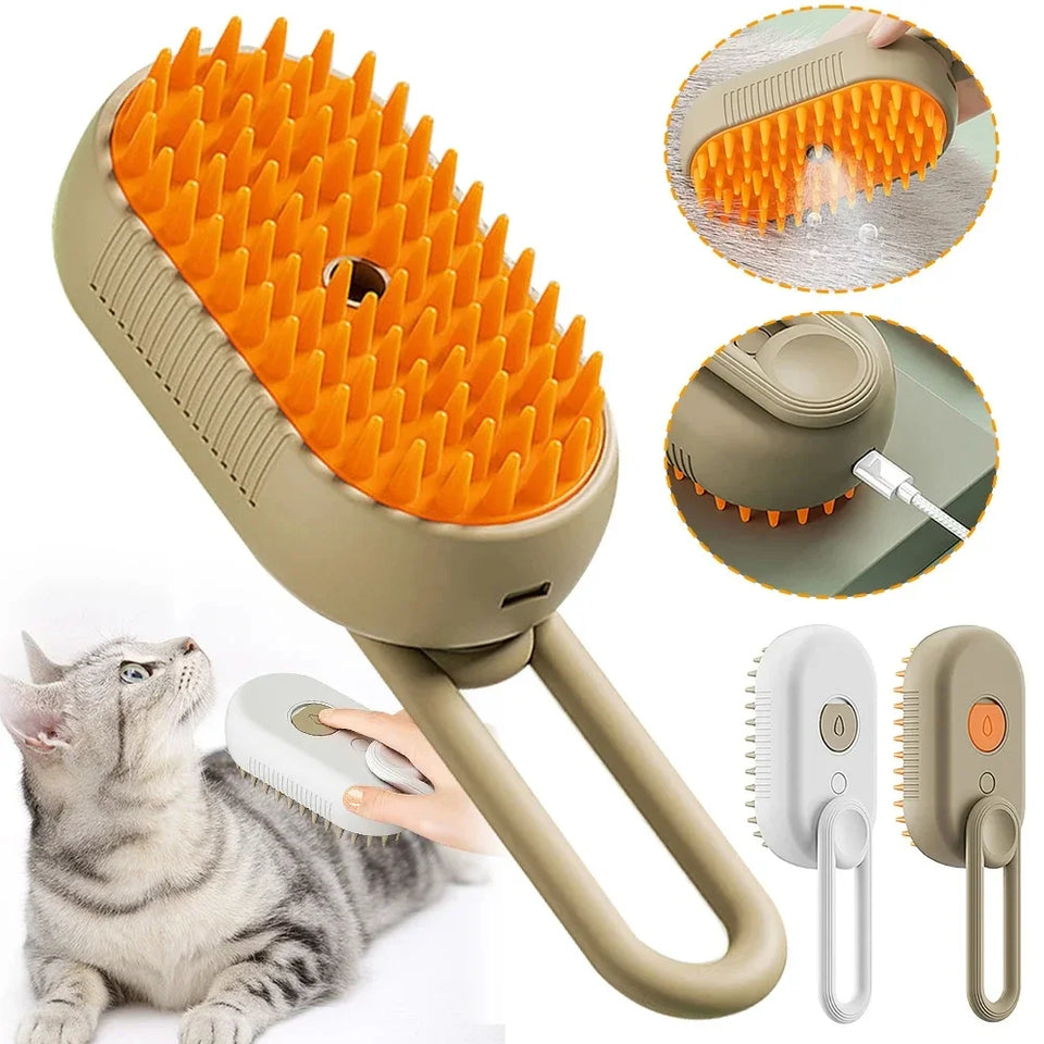 Electric Spray Pet Massage Comb | Anti-Static & Grooming Brush for Cats & Dogs | One-Touch Water Spray