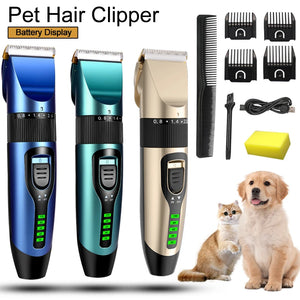 Professional Pet Hair Clipper – Rechargeable & Low-Noise Dog Hair Trimmer with LED Display | Cordless Grooming Clippers for Cats & Dogs