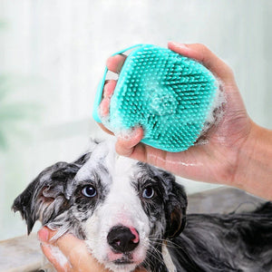 Silicone Pet Bathing Brush – Soft Massager with Built-in Shampoo Dispenser