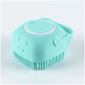 Pet Bath Brush - Soft Silicone Grooming Scrubber for Dogs & Cats | Shampoo Dispenser & Massage Comb