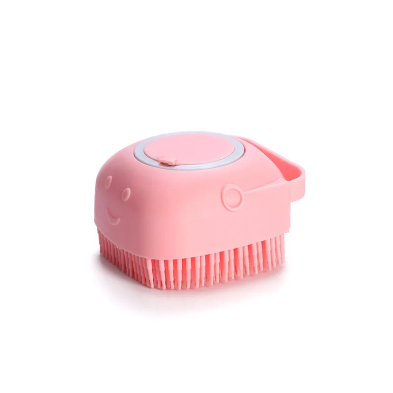 Silicone Pet Bathing Brush – Soft Massager with Built-in Shampoo Dispenser