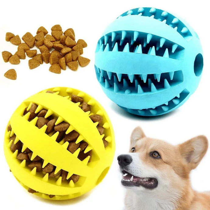 Durable Rubber Dog Chew Toy – Dental Cleaning Treat Ball for Interactive Play