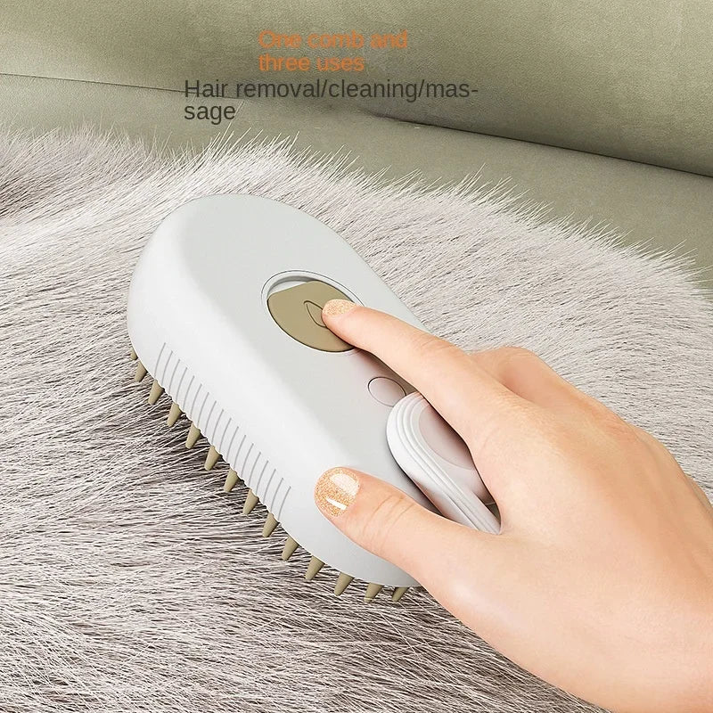 3-in-1 Electric Dog Brush with Steam Spray – Pet Grooming Massage & Detangling Brush