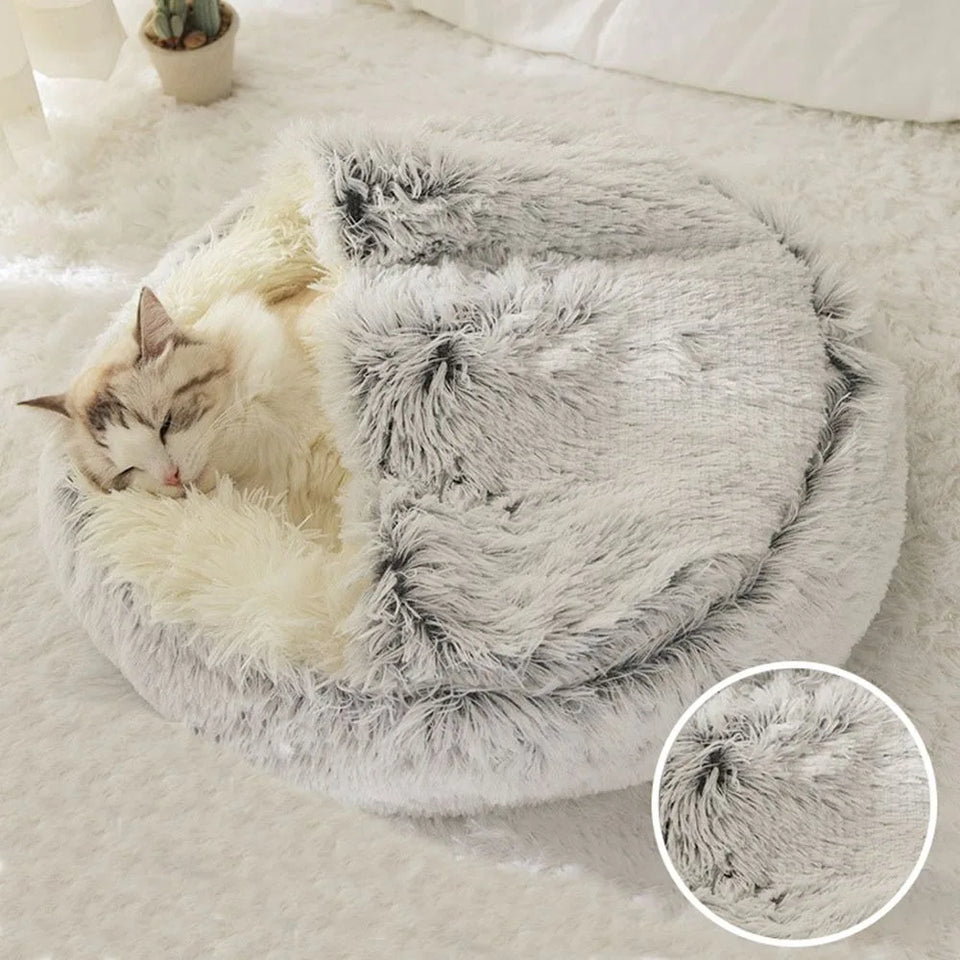 Ultra-Soft Plush Round Cat Bed | Warm & Cozy Nest for Small Pets | Anti-Slip & Machine Washable