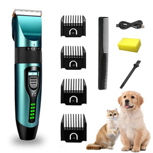 Professional Pet Hair Clipper – Rechargeable & Low-Noise Dog Hair Trimmer with LED Display | Cordless Grooming Clippers for Cats & Dogs