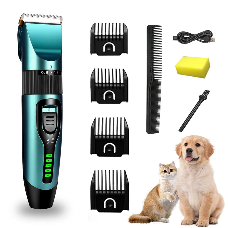 Professional Pet Hair Clipper – Rechargeable & Low-Noise Dog Hair Trimmer with LED Display | Cordless Grooming Clippers for Cats & Dogs